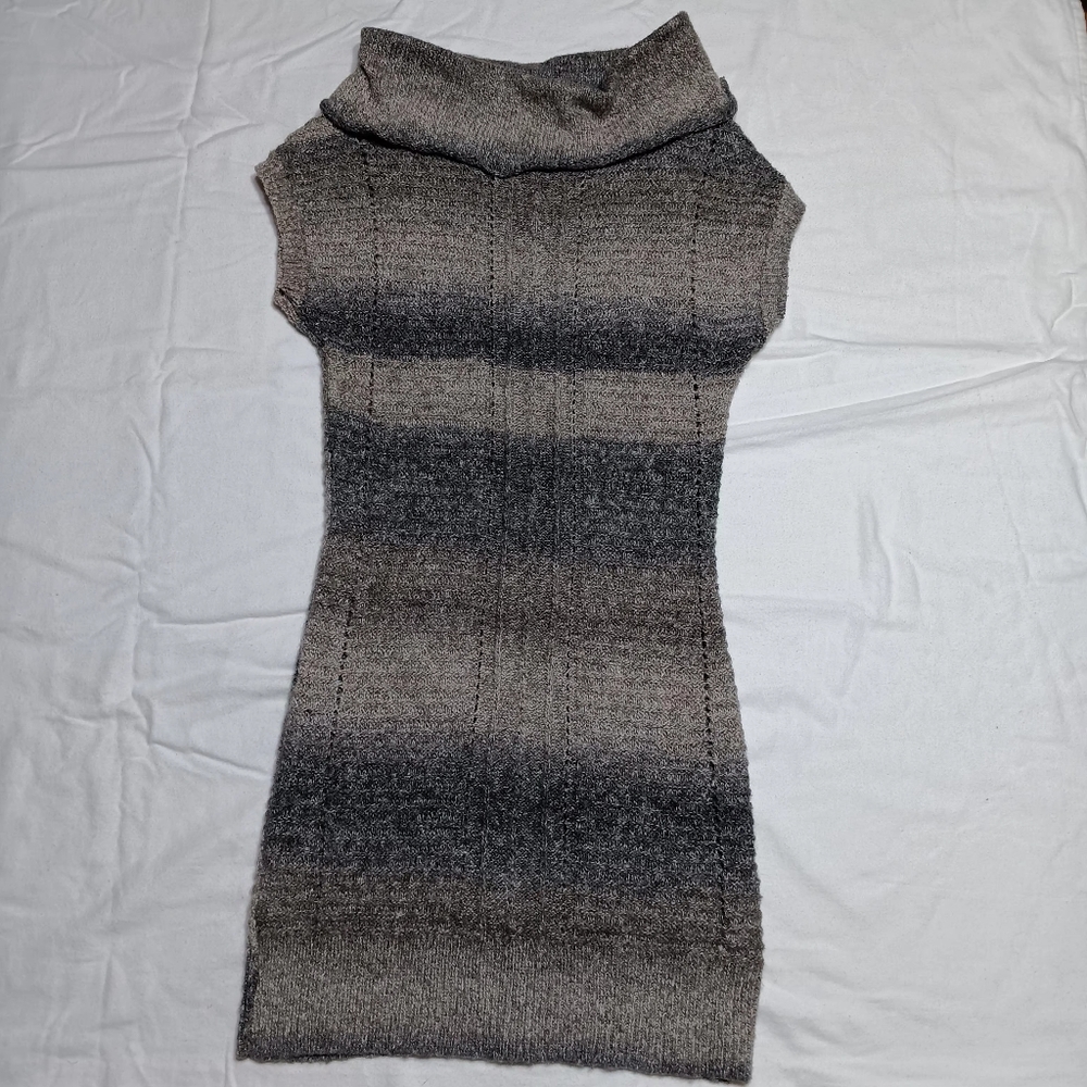 Maurices Ombre Striped Knit Sweater Dress XS Gray Brown Black